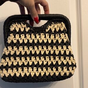 Abercrombie and fitch Black and Cream Woven Handbag nwt